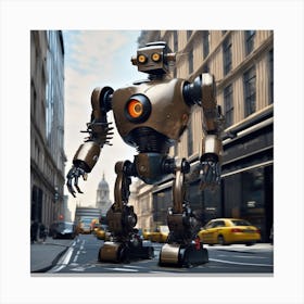 Robot In The City 100 Canvas Print