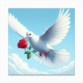 Dove With Rose 6 Canvas Print