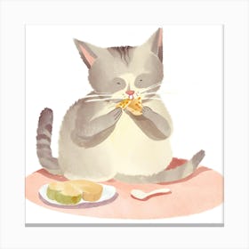 Cat Eating Pizza 1 Canvas Print