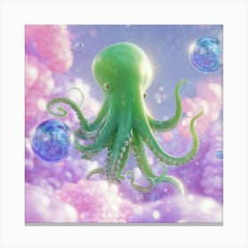 Cthulhu With A Soft Aesthetic Mid Float Amid Iridescent Soap Bubbles Swirling Tentacles Gently Int Canvas Print