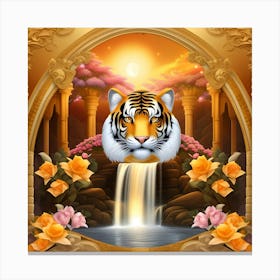 Tiger In A Waterfall 4 Canvas Print