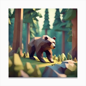 Low Poly Bear In The Forest 1 Canvas Print