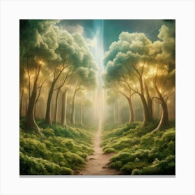 Path Of Light In The Forest Canvas Print