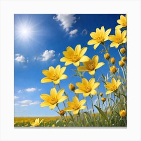 Yellow Flowers In A Field 9 Canvas Print