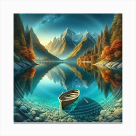 Simply Beautiful Boat On A Lake Canvas Print