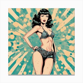 Betty Page Pop Art Bikini Dotted Burst Dominatrix Canvas Print