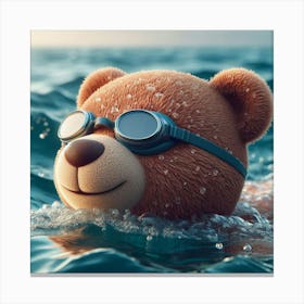 Teddy Bear Swimming 1 Canvas Print