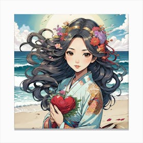 Flower Girl At The Beach 7 1 Canvas Print