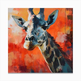 Warm Impasto Portrait Of A Giraffe 2 Canvas Print