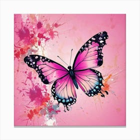 Pink Butterfly Painting Canvas Print