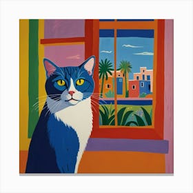 Default Matisse Inspired Open Window Cat Art 2 Canvas Print