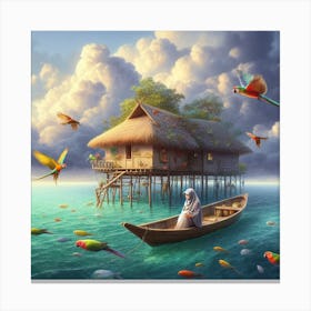 House In The Water Canvas Print