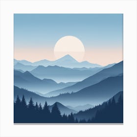 Misty mountains background in blue tone 67 Canvas Print