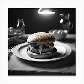 Burger On A Plate 41 Canvas Print