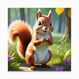 Squirrel In The Woods Canvas Print