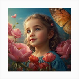 Butterfly And Peonies Canvas Print