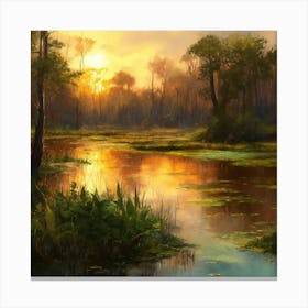 Sunset In The Swamp 2 Canvas Print
