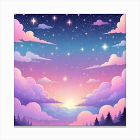 Sky With Twinkling Stars In Pastel Colors Square Composition 312 Canvas Print
