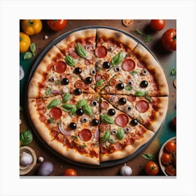 Psychedelic Pizza On The Table Canvas Print