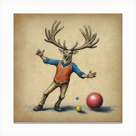 Deer With Ball 1 Canvas Print