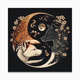 Yin Yang Foxes Canvas Print