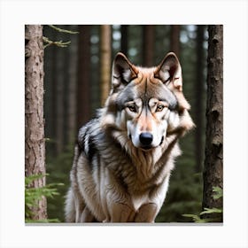 Wolf In The Forest 40 Canvas Print