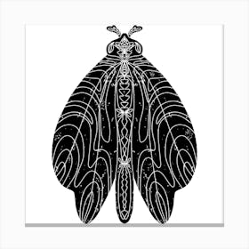 Moth linocut stylized Canvas Print