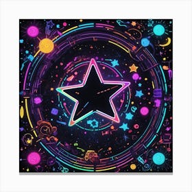 Neon Star Background Canvas Print