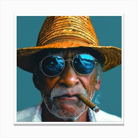 Man Smoking A Cigar Canvas Print