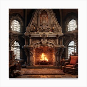 Fireplace In A Castle 1 Canvas Print