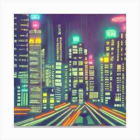 Neon Cityscape Canvas Print