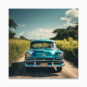 Classic Car On A Dirt Road Canvas Print