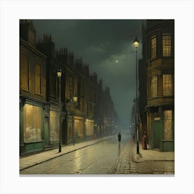 A Street At Night By John Atkinson Grimshaw Art Print 2 Canvas Print