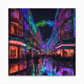 London Street At Night Canvas Print