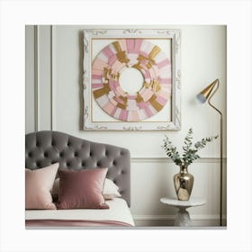 Pink And Grey Bedroom Canvas Print