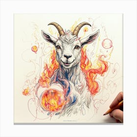 Goat On Fire 6 Canvas Print