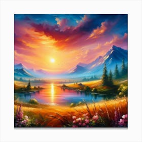 Sunset In The Mountains 35 Canvas Print