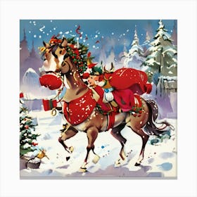 Santa On Horseback Canvas Print