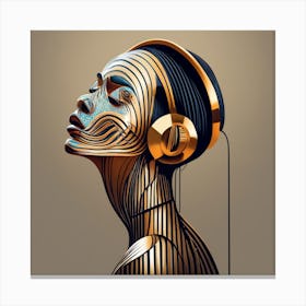 Portrait Of A Woman With Headphones 2 Canvas Print