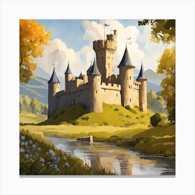Medieval Castle Painting (10) Canvas Print