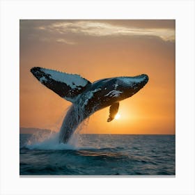 Humpback Whale Jumping Out Of The Water 16 Canvas Print