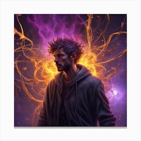 Man In Front Of A Fire Canvas Print