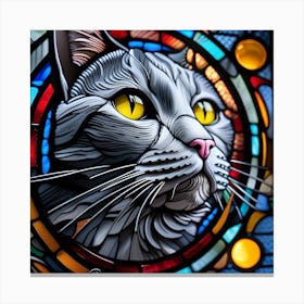 Cat, Pop Art 3D stained glass cat superhero limited edition 25/60 Canvas Print