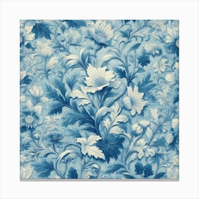 Floral Pattern In Blue And White 1 Canvas Print