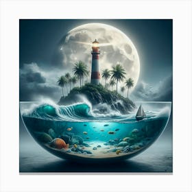 Lighthouse In A Bowl Canvas Print