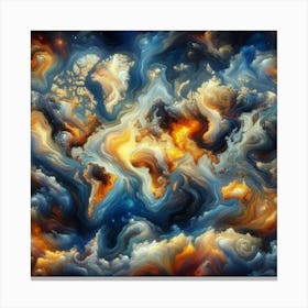 World Map In The Clouds Canvas Print