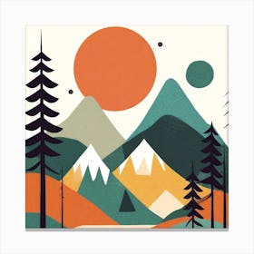 Mountain Landscape Abstract Mountains and Forest Canvas Print