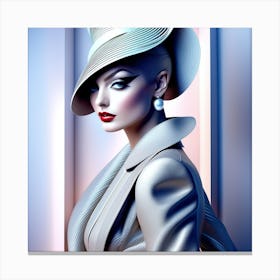 Fashion Girl In A Hat Canvas Print