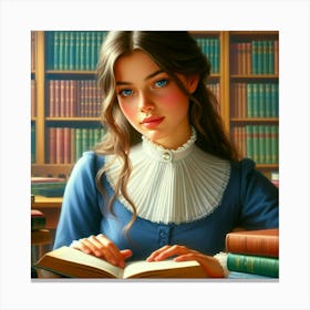 Girl Reading A Book 3 Canvas Print