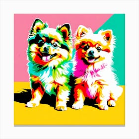 Pomeranian Pups, This Contemporary art brings POP Art and Flat Vector Art Together, Colorful Art, Animal Art, Home Decor, Kids Room Decor, Puppy Bank - 104th Canvas Print